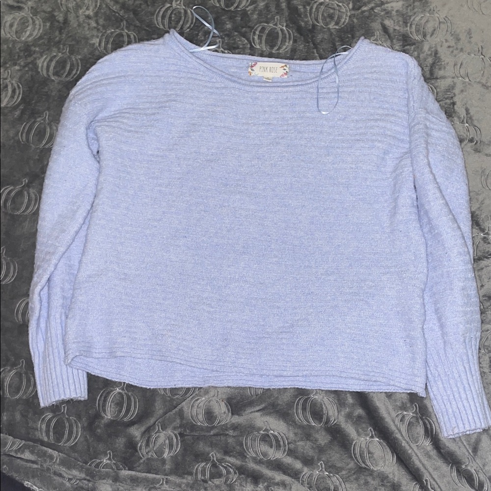 Pink Rose Soft Blue Women's Crew Neck Sweater